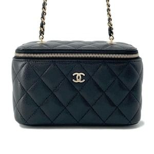 Chanel Chain Bag Vanity Case Matelasse Caviar Skin Black